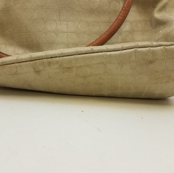 Kate Spade Shoulder Bag Purse handbag beige brown leather yellow interior tote - Picture 3 of 11